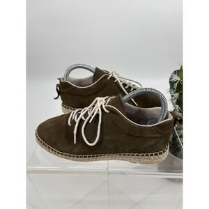 Gitana Made In Spain Suede Leathrr Lace-Up Espadrilles Olive Green Comfort 37 EU